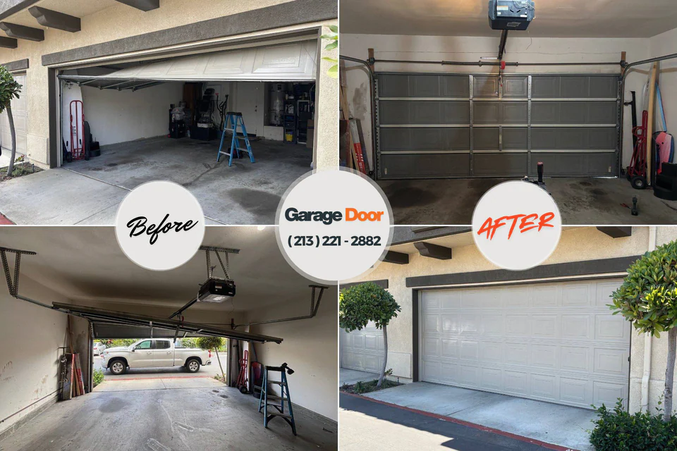 Before and after: garage door repair Linton Hall, VA